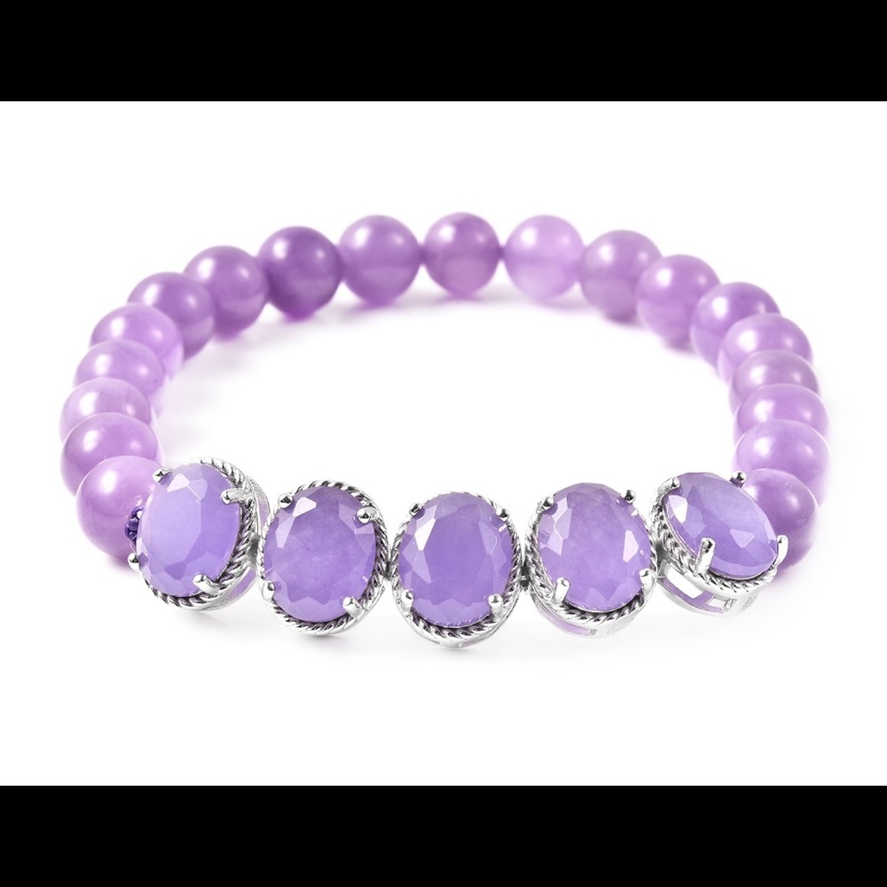 Purple Jade Sterling Silver Bracelet 100.5 ctw